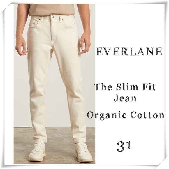 EVERLANE The Slim Fit Jeans Organic Cotton in Bone Cream Size 31 - Picture 1 of 10